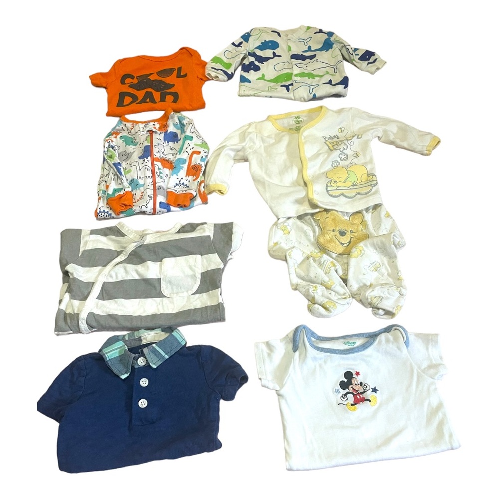 Baby Boy 0-3 Month 8 piece Set Newborn Baby Clothing  Onesies Sleepers Pooh